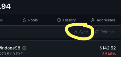 Sync Button Location
